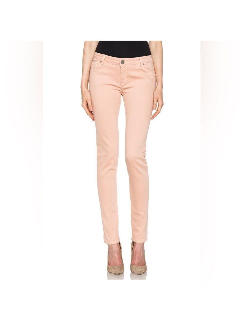 Victoria Beckham Power Stretch High Rise Nude Skinny Jeans Size 30 Peach